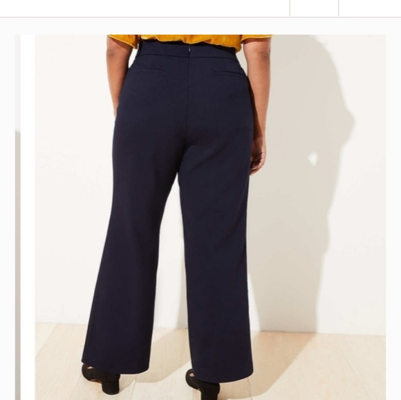 Navy high waisted wide leg trouser - Picture 3 of 7